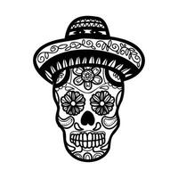 isoler calavera mexicain crâne main tiré illustration sur Contexte vecteur