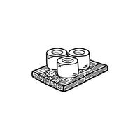 noir et blanc isoler maki Sushi Japonais nourriture plat style illustration vecteur