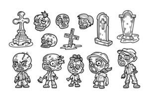 Halloween personnage ensemble plat illustrateur sur Contexte vecteur