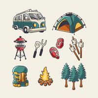 une collection de camping articles vecteurs vecteur