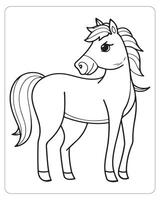 cheval vecteur, cheval coloration pages, noir et blanc animaux vecteur