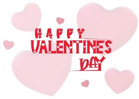 content la Saint-Valentin journée affiche ou bannière avec mignonne police, douce cœurs et cadeau boîte sur rouge vecteur