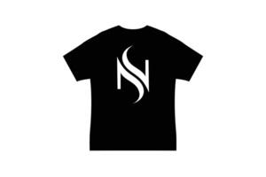 noir T-shirt avec le lettre n logo vecteur