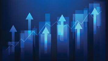 économie croissance et la finance concept. Stock marché graphique avec bar graphique sur bleu Contexte vecteur