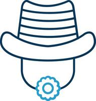 chapeau ligne bleu deux Couleur icône vecteur