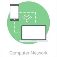 ordinateur réseau et lien icône concept vecteur