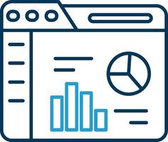 analytique ligne bleu deux Couleur icône vecteur