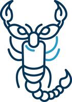 Scorpion ligne bleu deux Couleur icône vecteur