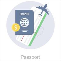 passeport et preuve icône concept vecteur