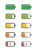 jeu d'icônes de batterie vecteur