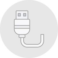 USB ligne rempli lumière cercle icône vecteur
