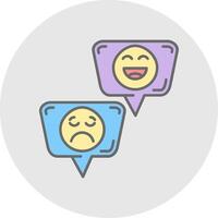 emojis ligne rempli lumière cercle icône vecteur