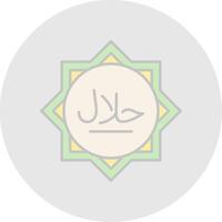 halal ligne rempli lumière cercle icône vecteur