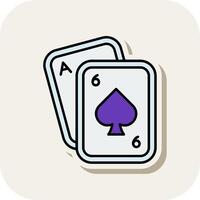 poker ligne rempli blanc ombre icône vecteur