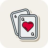 poker ligne rempli blanc ombre icône vecteur