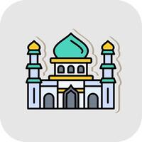 mosquée ligne rempli blanc ombre icône vecteur