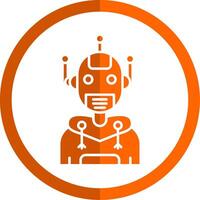robot glyphe Orange cercle icône vecteur