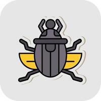 scarabée ligne rempli blanc ombre icône vecteur