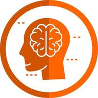 cerveau glyphe Orange cercle icône vecteur