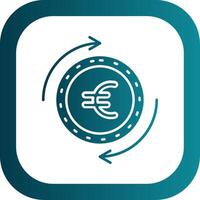 euro glyphe pente rond coin icône vecteur