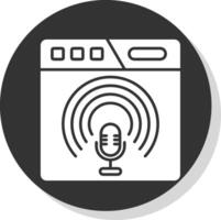 Podcast glyphe gris cercle icône vecteur