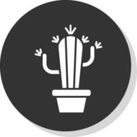 cactus glyphe gris cercle icône vecteur