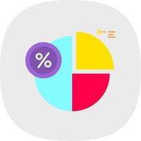 pourcentage plat courbe icône vecteur
