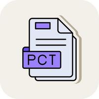 PCT ligne rempli blanc ombre icône vecteur