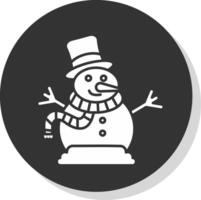 bonhomme de neige glyphe gris cercle icône vecteur