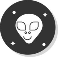 extraterrestre glyphe gris cercle icône vecteur