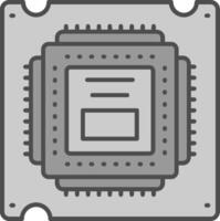 processeur ligne rempli niveaux de gris icône vecteur