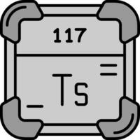 tennessine ligne rempli niveaux de gris icône vecteur
