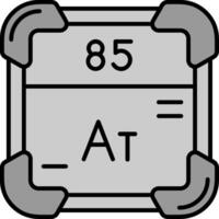 astatine ligne rempli niveaux de gris icône vecteur