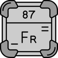 francium ligne rempli niveaux de gris icône vecteur