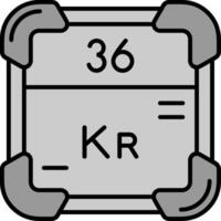 krypton ligne rempli niveaux de gris icône vecteur