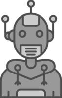 robot ligne rempli niveaux de gris icône vecteur