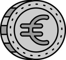 euro ligne rempli niveaux de gris icône vecteur