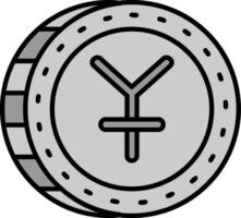 yuan ligne rempli niveaux de gris icône vecteur