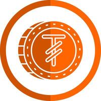 tugrik glyphe Orange cercle icône vecteur