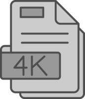4k ligne rempli niveaux de gris icône vecteur