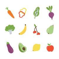 Fruits et Légumes Colorés Doodled vecteur