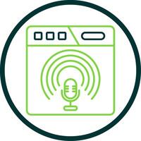 Podcast ligne cercle icône vecteur