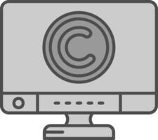 droits d'auteur ligne rempli niveaux de gris icône vecteur
