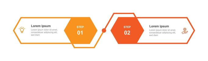 2 étape ligne connecté infographie modèle vecteur