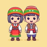 mignonne arménien garçon et fille dans nationale robe vecteur icône illustration