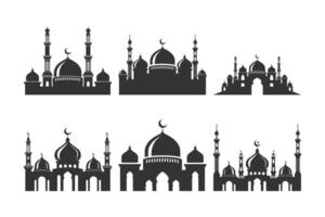 ensemble de vecteur mosquée silhouette élément sur blanc Contexte