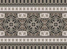 traverser point broderie. ethnique motifs. originaire de style. traditionnel conception pour texture, textile, tissu, vêtements, tricots, imprimer. géométrique pixel horizontal sans couture vecteur. vecteur