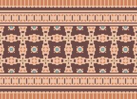 traverser point broderie. ethnique motifs. originaire de style. traditionnel conception pour texture, textile, tissu, vêtements, tricots, imprimer. géométrique pixel horizontal sans couture vecteur. vecteur