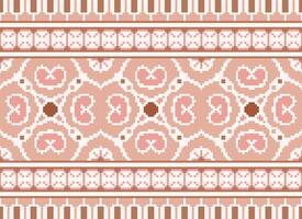 pixel traverser point broderie. ethnique motifs. originaire de style. traditionnel conception pour texture, textile, tissu, vêtements, tricots, imprimer. géométrique pixel horizontal sans couture vecteur. vecteur