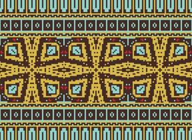 traverser point frontière. broderie traverser point. ethnique motifs. géométrique ethnique Indien modèle. originaire de ethnique motif.texture textile en tissu Vêtements tricots imprimer. pixel horizontal sans couture vecteur. vecteur